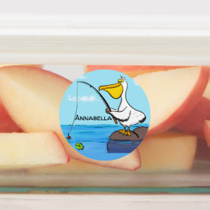 Funny fishing pelican cartoon