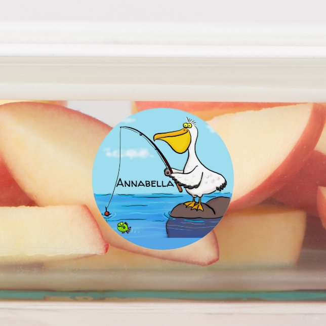 Funny fishing pelican cartoon (Affixed)