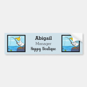 Funny fishing pelican cartoon bumper sticker