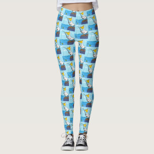 Funny fishing pelican cartoon leggings