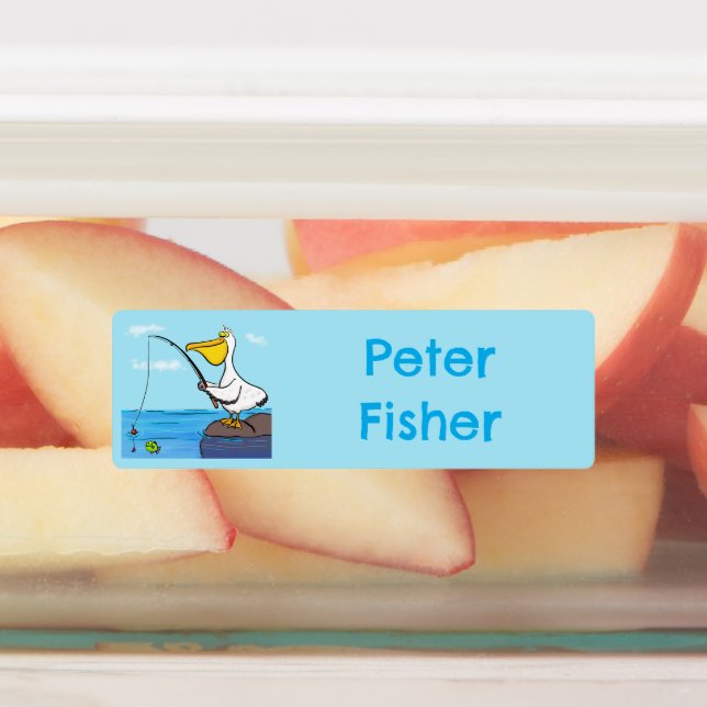 Funny fishing pelican cartoon personalised (Affixed)