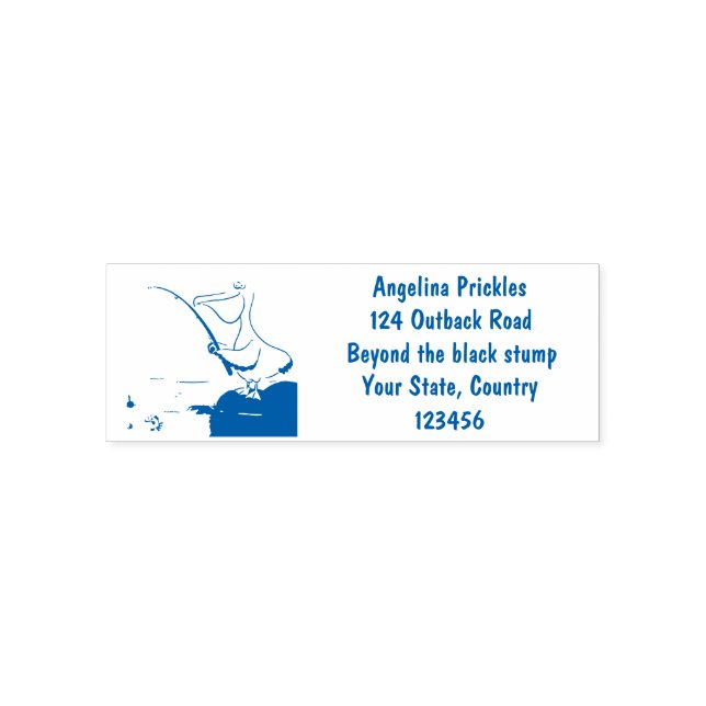 Funny fishing pelican cartoon self-inking stamp (Design)