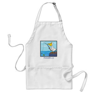 Funny fishing pelican cartoon standard apron