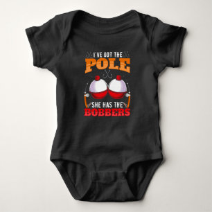 Funny Fishing Pole Bobber Adult Humor Fisher Baby Bodysuit