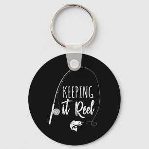 Funny Fishing Pole Keeping It Reel Joke Gift Key Ring