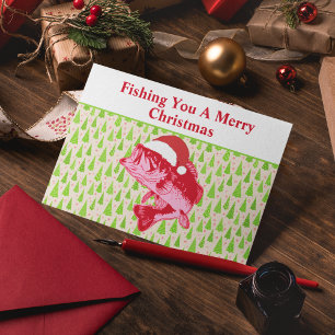 Funny Fishing Pun Christmas Festive Custom Bass Holiday Card