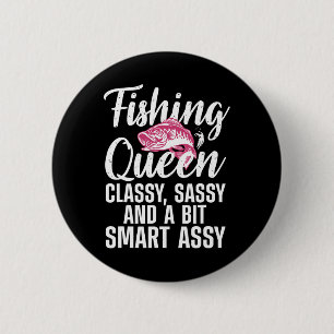 Funny Fishing Queen Design For Women Ladies Fishin 6 Cm Round Badge