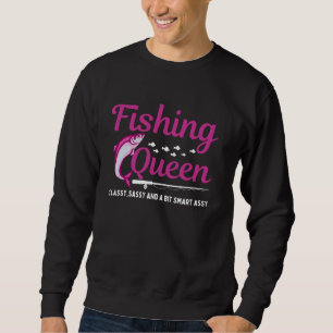 Funny Fishing Queen Design For Women Ladies Fishin Sweatshirt