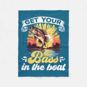 Funny Fishing Quote Hooked On B Fishing  Fleece Blanket