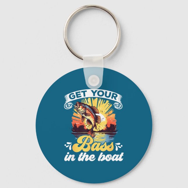 Funny Fishing Quote Hooked On B Fishing  Key Ring (Front)