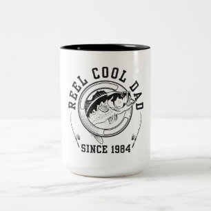 Funny Fishing Quote Reel Cool Dad Since 1984 Two-Tone Coffee Mug