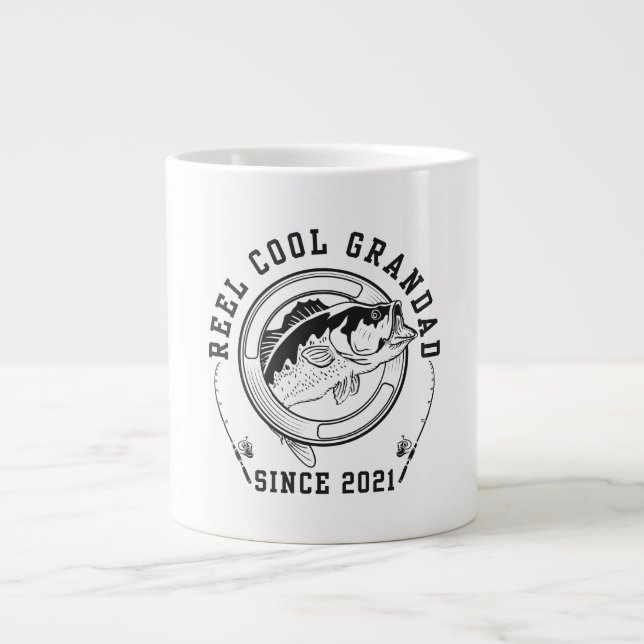 Funny Fishing Quote Reel Cool Grandad Since 2021 Large Coffee Mug (Front)
