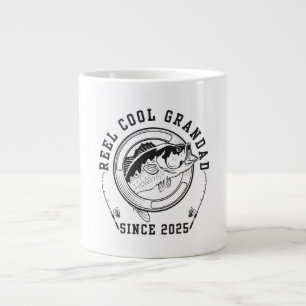 Funny Fishing Quote Reel Cool Grandad Since 2025 Large Coffee Mug