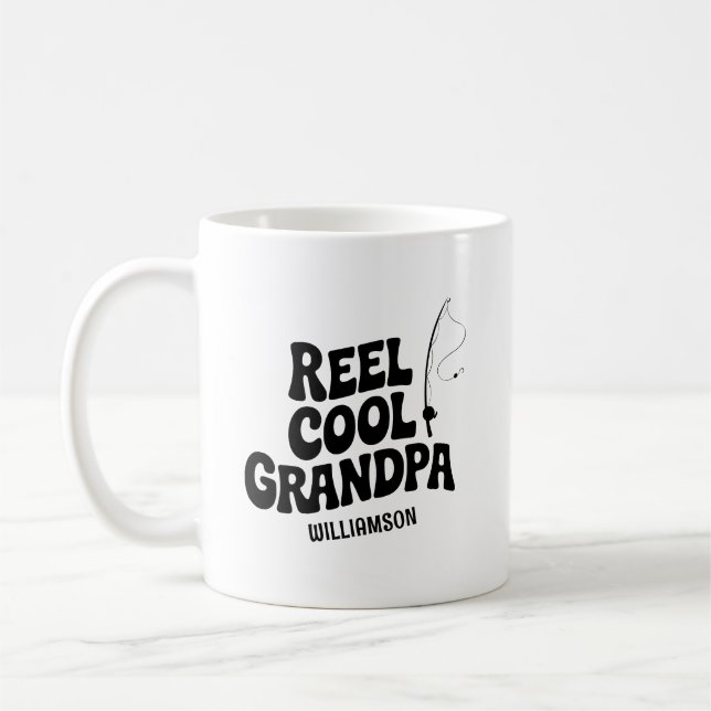Funny Fishing Reel Cool Grandpa Fathers Day Gift Coffee Mug (Left)