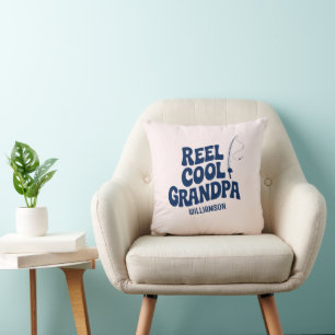 Funny Fishing Reel Cool grandpa Fathers day gift  Cushion