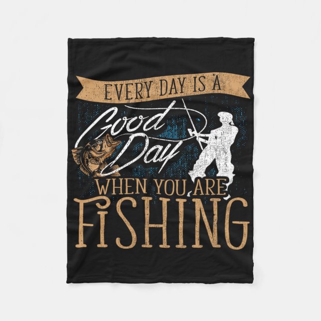 Funny Fishing Rod Fish - Fisherman  Fleece Blanket (Front)