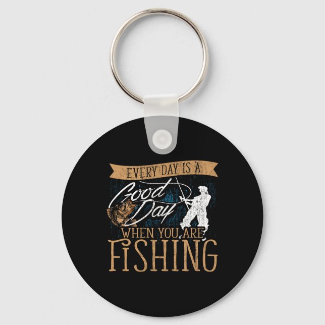 Funny Fishing Rod Fish - Fisherman  Key Ring (Front)