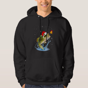 Funny Fishing  Santa Hat Christmas Pajama Fisherme Hoodie
