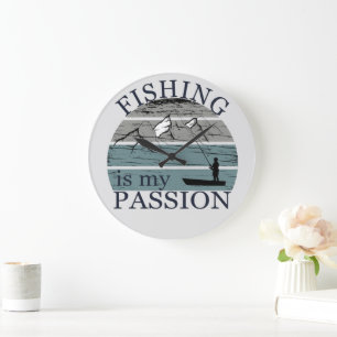Funny fishing saying large clock