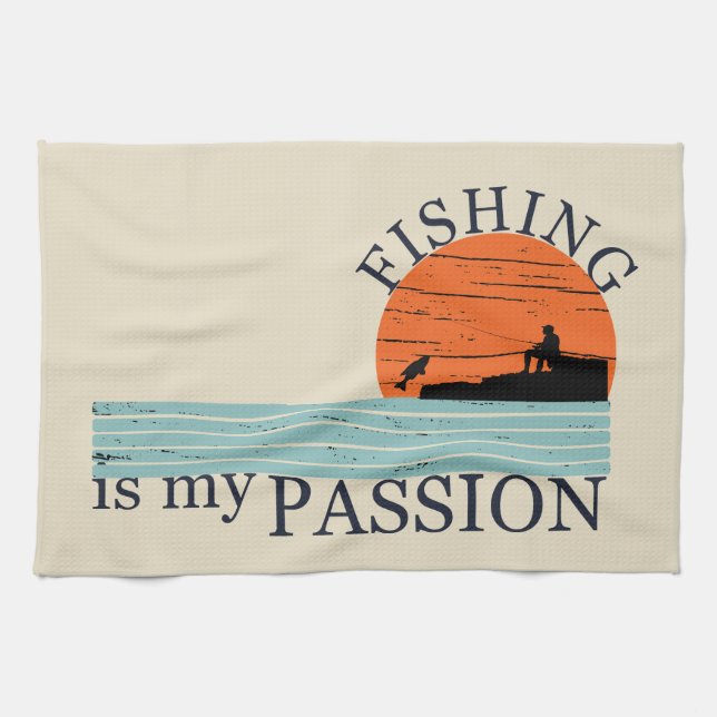Funny fishing saying tea towel (Horizontal)
