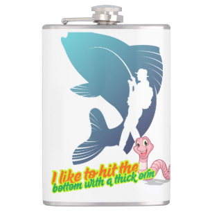 Funny Fishing Shirt – I Like to Hit the Bottom Hip Flask