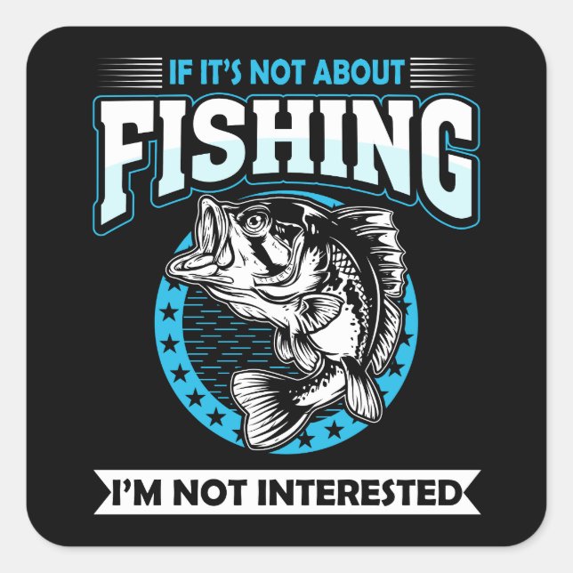 Funny fishing square sticker (Front)