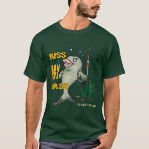  Kiss My Bass Funny Fishing Apparel : Clothing, Shoes & Jewelry