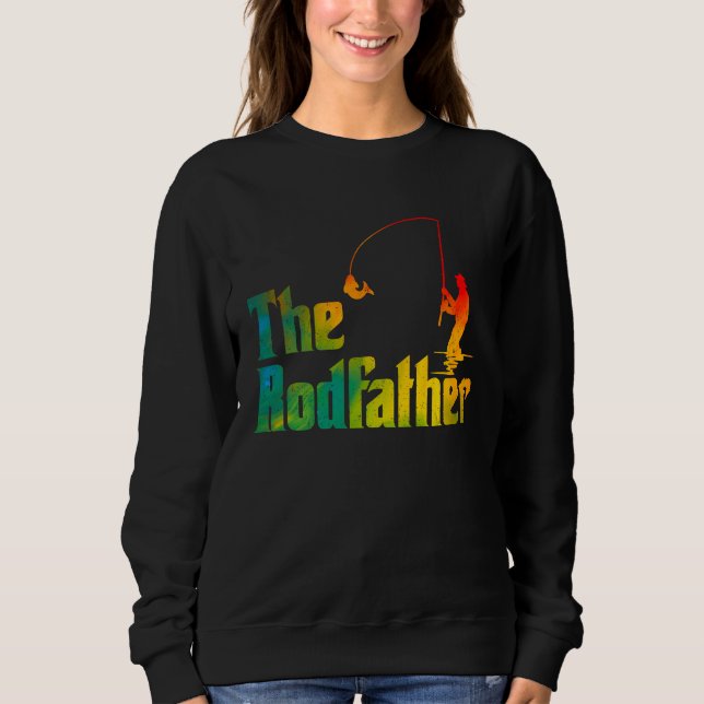 Funny Fishing T  The Rodfather Mens Fathers Day Sweatshirt (Front)