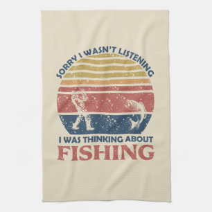 Funny fishing tea towel