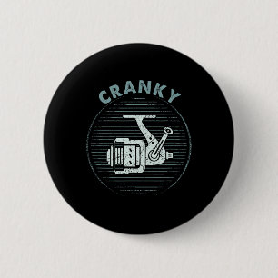 Funny Fishing Tee For Men Cranky 6 Cm Round Badge