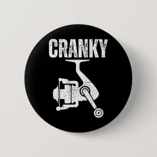 Funny Fishing Tee For Men Cranky Fishing Tee Reel 6 Cm Round Badge