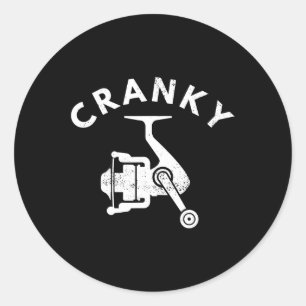 Funny Fishing Tee For Men Cranky Fishing Tee Reel  Classic Round Sticker
