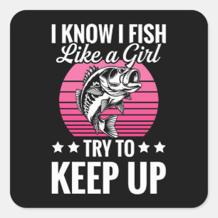 Funny Fishing Themed Square Sticker