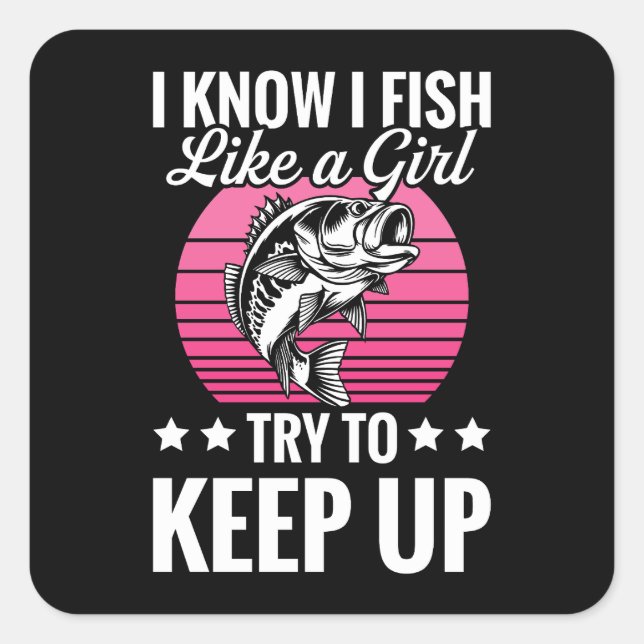 Funny Fishing Themed Square Sticker (Front)
