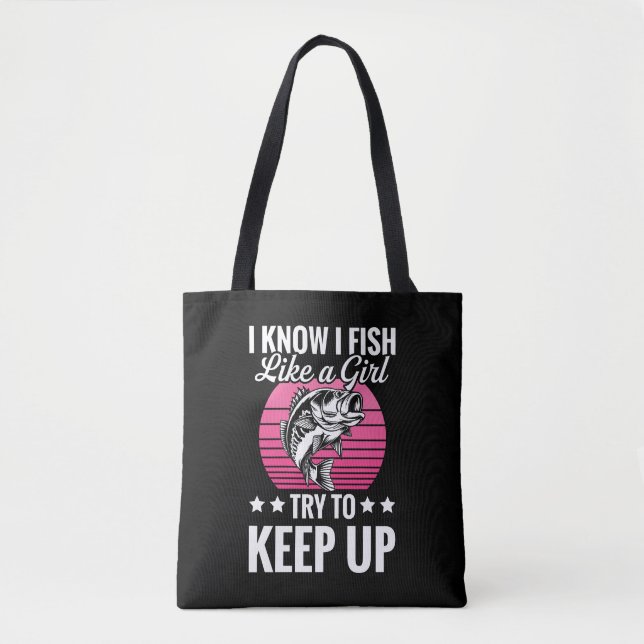 Funny Fishing Themed Tote Bag (Front)