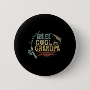 Funny Fishing Vintage Reel Cool Grandpa 6 Cm Round Badge