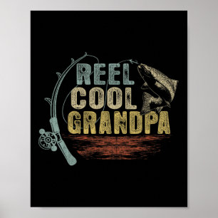 Funny Fishing Vintage Reel Cool Grandpa Poster