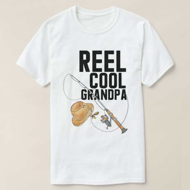 Funny Fishing Vintage Reel Cool Grandpa T-Shirt (Design Front)