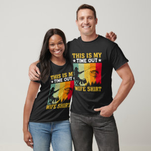 Funny Fishing Wife Time Out Retro Sunset T-Shirt