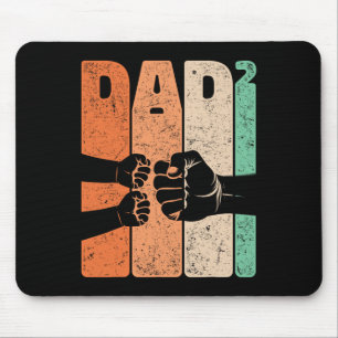 Funny Fist Bump Dad Squared Retro Father Of Two Ki Mouse Pad