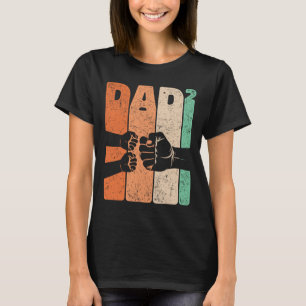 Funny Fist Bump Dad Squared Retro Father Of Two Ki T-Shirt