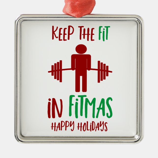 Funny Fitmas Merry Christmas Fitness Pun Metal Ornament (Front)