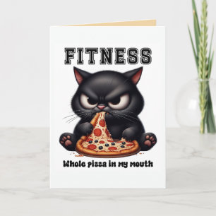 Funny Fitness Black Cat Pizza Card