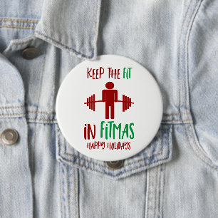 Funny Fitness Fitmas Quote Pun Christmas Holiday 10 Cm Round Badge