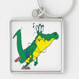 funny fitness gator alligator cartoon key ring