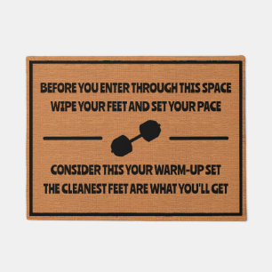 Funny Fitness Gym Bro Humour Minimalist Rustic Doormat
