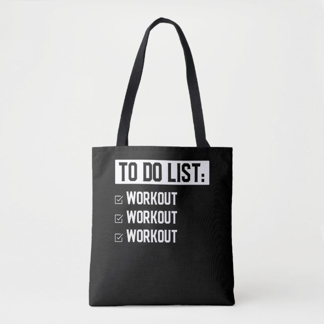 Funny Fitness Workout Motivational Saying Tote Bag (Front)