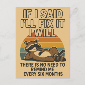 Funny Fix It Quote with Racoon Holiday Postcard