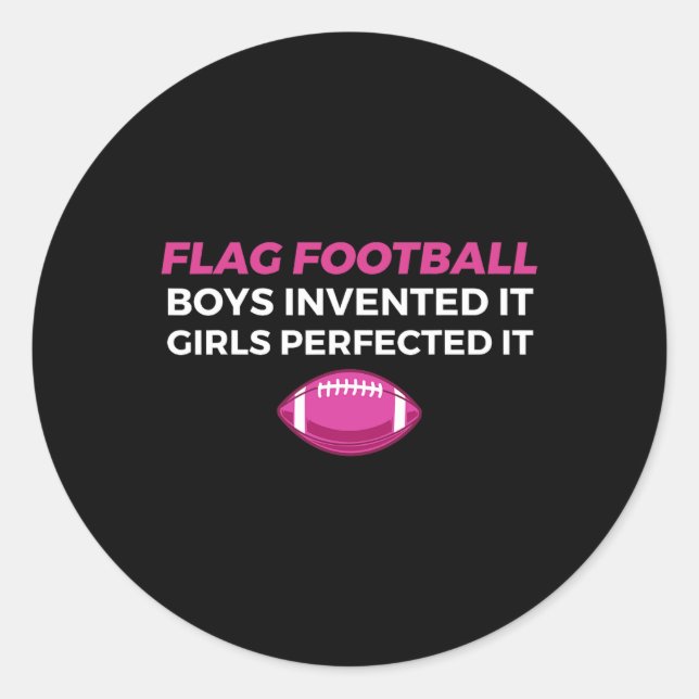 Funny Flag Football Girl 1  Classic Round Sticker (Front)