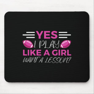 Funny Flag Football Girl Mouse Pad